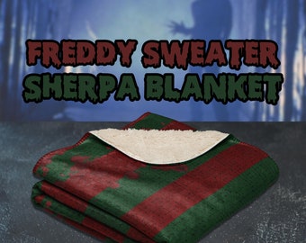 Freddy Sweater Sherpa blanket gift for couple Elm Street blanket gift for him Krueger blanket horror decor gift for her