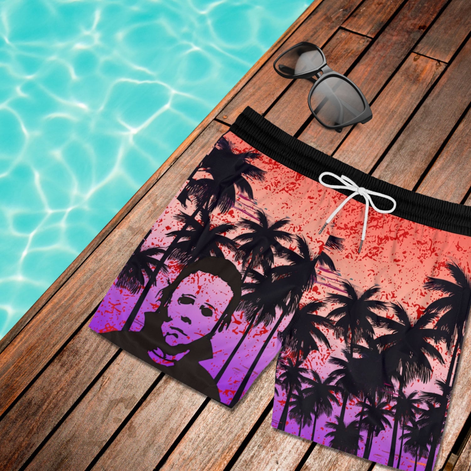 Men Swimming Trunks Printed, Gucci Inspired Swim Trunks