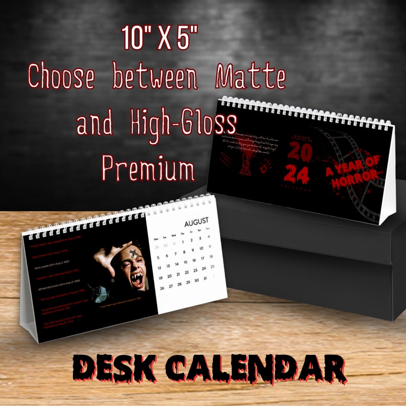 Year of Horror 2024 Wall Calendar Horror Desk Calendar Horror Fan