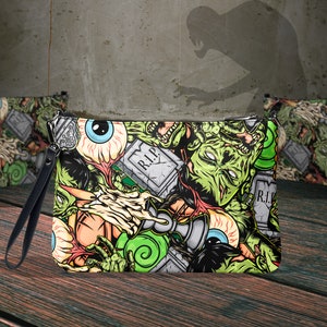 Monster Trashcore cross body tas horrorfilm portemonnee horror afbeelding handtas tas cadeau voor haar horror thema monster halloween clutch bag cadeau