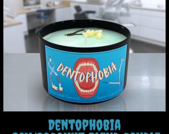 Dentophobia Candle – Fresh Mint Scented scent, dentist gift, horror decor, oddities candle for home