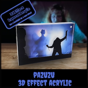 Pazuzu effetto 3D acrilico / L'esorcista scena horror arte / Regan possessione ombra display / base luminosa o Tealight aggiuntivo / regalo esorcista