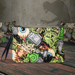 Monster Trashcore cross body tas horrorfilm portemonnee horror afbeelding handtas tas cadeau voor haar horror thema monster halloween clutch bag cadeau