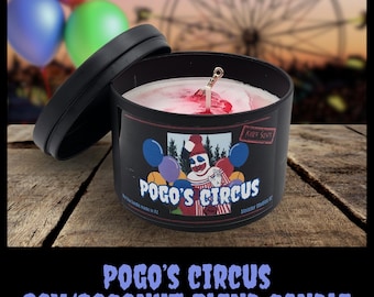 Pogo's Circus Candle – Sugary Berries & Cream Scented Soy Coconut Wax, John Wayne Gacy-Inspired Horror Decor