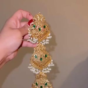 navratan gold color hair choti braid accessory