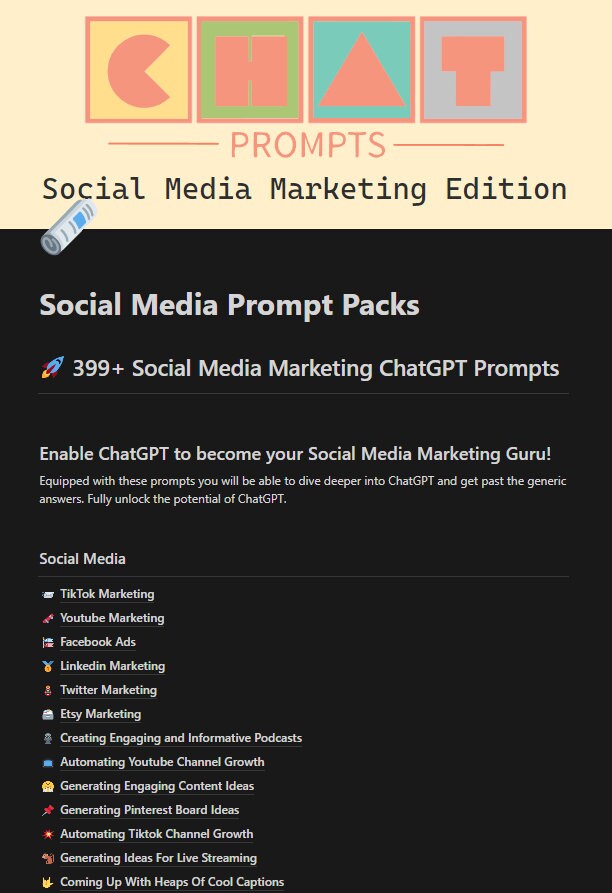399 Social Media Marketing Chatgpt Prompts Copy & Paste Well Written - Etsy