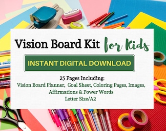 Kit scheda visione per bambini Kit scheda visione per bambini Scheda obiettivo per bambini Scheda visione fai da te per bambini Visualizzazione per bambini Scheda visione per bambini Visionboard Afferma