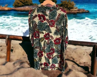 Vintage Pineapple Moon Hawaii Tropical Aloha Hawaiian Shirt Size Large. Nice Tropical Happy Great Gift Idea