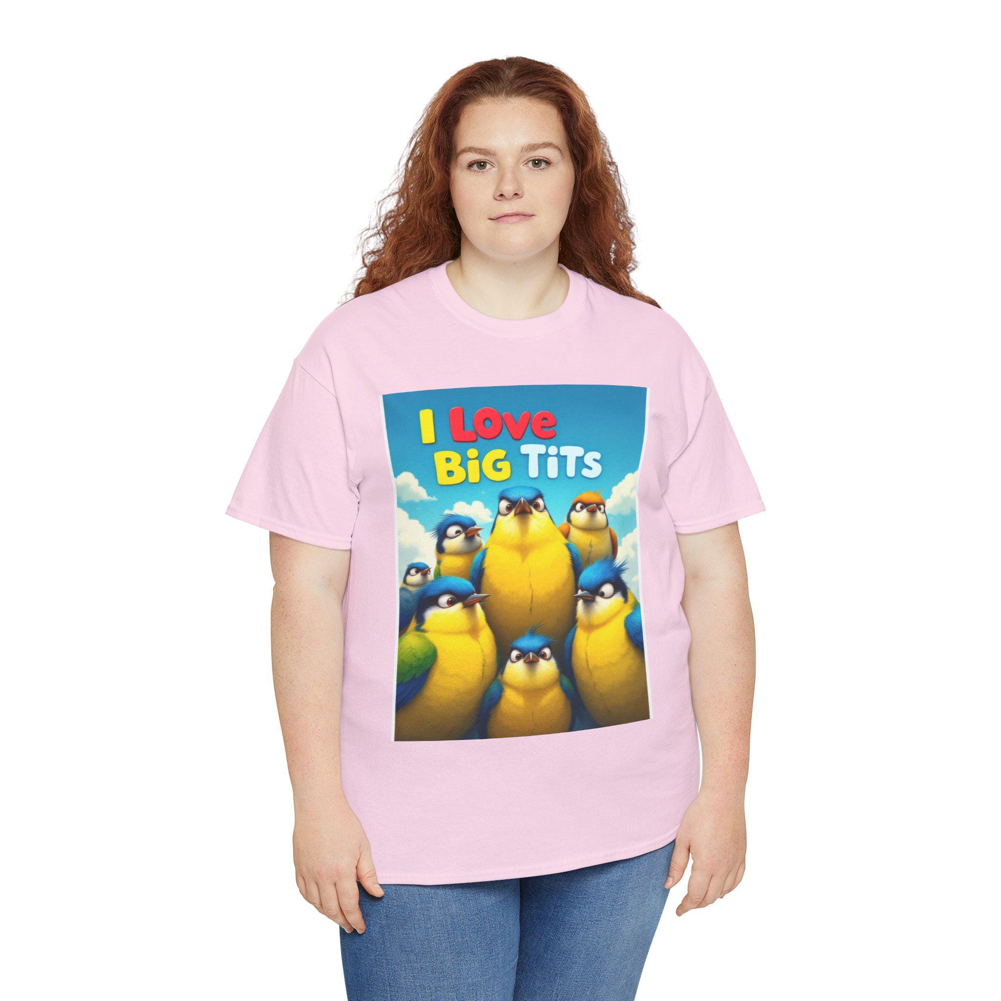 I Love Big Tits Funny Birds T-shirt, Quirky Avian Graphic Tee