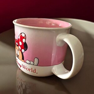 Walt Disney World Minnie Mouse Peek-a-Boo Red Pink White Ceramic Coffee Mug Cup 1987 Collectible Rare Vintage Disney Parks Disney Rarity image 5