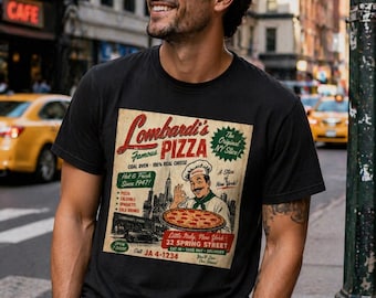 Vintage NYC Pizza Graphic Tee Lombardi's Style Retro Unisex T-Shirt
