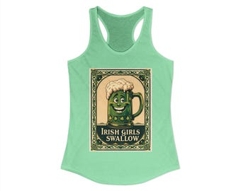 Vrolijke bierpul racerback tanktop, grappig shirt zomerfeest, St. Patrick's Day, bierliefhebbers, festivals, relaxte pasvorm, ontwerp Iers Ierland