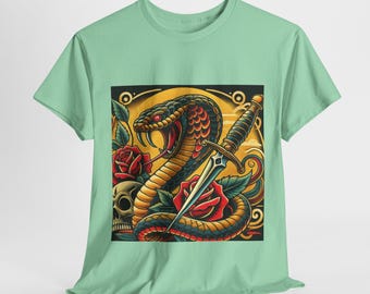 Snake Bite Unisex Tee, Snake Lover Shirt, Reptile Graphic T-Shirt, Venomous Serpent Top, Unisex Cotton T-Shirt