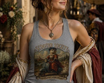 Scooter Society Otter Tank Top Womens Racerback Vintage Funny Graphic Tee