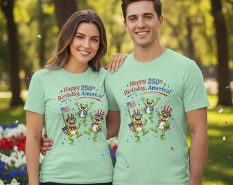 -shirt Grenouilles dansantes patriotiques du 4 juillet | Joyeux anniversaire 250 ans aux États-Unis