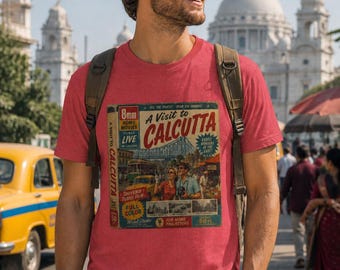 Vintage Calcutta Travel Poster Tee Retro 8mm Film Box Style Shirt