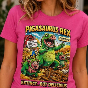 Shirt grappige dinosaurus varken Pigasaurus Rex, uitgestorven maar heerlijk T-shirt, T-shirt boerderijdieren humor, cadeau dinosaurusliefhebber, T-shirt grappig varken