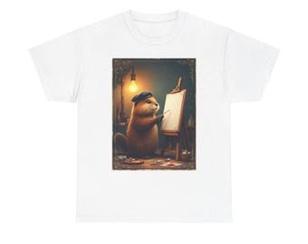 Camiseta de artista de castor caprichosa, linda camiseta de animal, regalo para amantes del arte, ropa informal, ropa con temática de la naturaleza, idea de regalo divertida