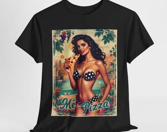 Funny Me Love Pizza T-Shirt Cute Bikini Graphic Tee for Pizza Lovers Perfect Gift for Women Who Love Pizza Pepperoni Cheese Pizza Fans