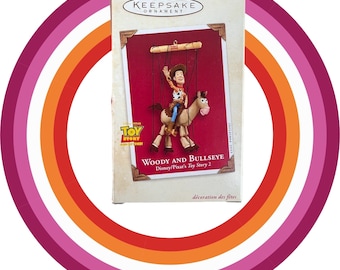 Ozdoba świąteczna Hallmark Pamiątkowa Disney Pixar Woody i Buzz Lightyear Toy Story 2 Trudno znaleźć zabytkową ozdobę Ręcznie wykonana w 2002 roku