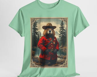 Canadian Beaver Dressed as a Mountie T-Shirt - Funny Canada-Themed Tee for Maple Leaf Fans, Wildlife Lovers & Patriotic Canucks