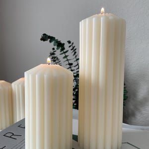 Tall Ribbed Pillar Candle