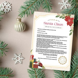Certificato Nice List MODIFICABILE / Stampabile / Documento ufficiale di Babbo Natale / Elfo / Certificato Nice List / Modello / Download istantaneo