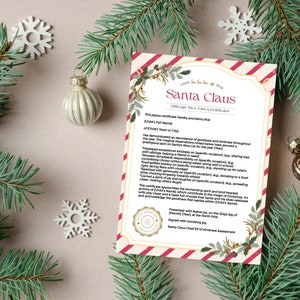 Certificato Nice List MODIFICABILE / Stampabile / Documento ufficiale di Babbo Natale / Elfo / Certificato Nice List / Modello / Download istantaneo