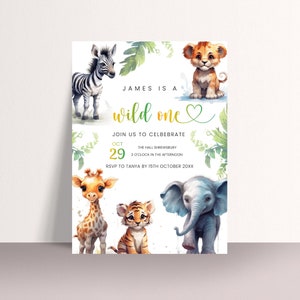 EDITABLE Safari Birthday Invitation | Jungle 1st Birthday | Animal Birthday Birthday Invite | Digital Invitation