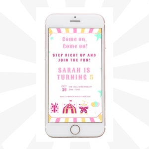 EDITABLE Circus Birthday Mobile Invitation | Circus Birthday | Carnival Birthday | Pastel Birthday Invite | Digital Invitation