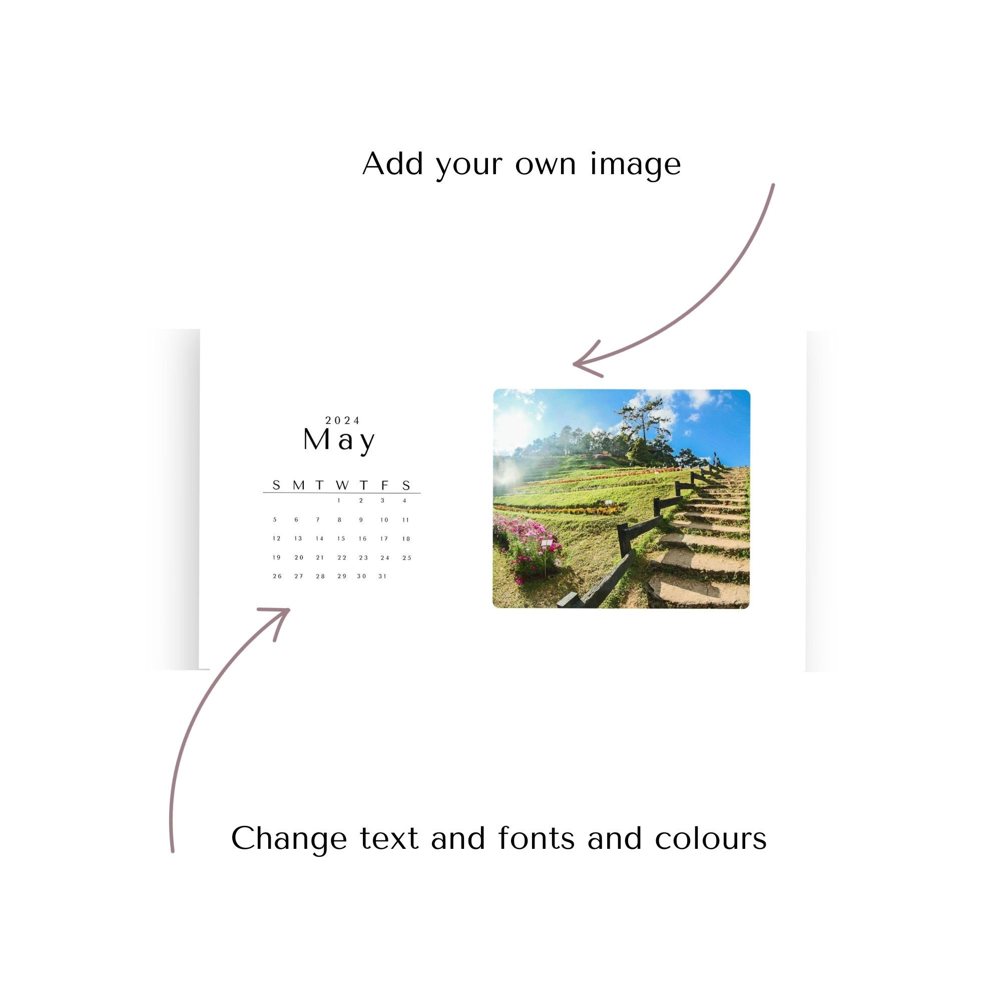 2024 Editable Desktop Calendar Canva Template Instant Download - Etsy