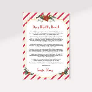 Lettre MODIFIABLE du Père Noël | Imprimable | Document officiel du Père Noël | Elfe | Certificat de belle liste | Modèle | Téléchargement instantané