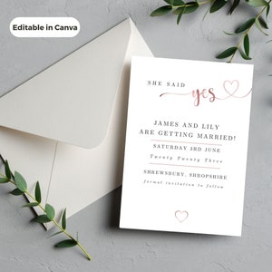 Modern Pink Heart Save The Date Template | Printable | Editable | Instant Download | Save the Date Template | Wedding Save the Dates