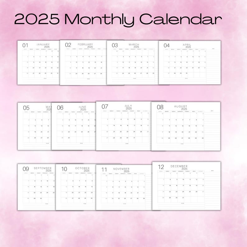 Buy 2025 A4 Size Calendar PRINTABLE PDF 2025 Calendar 2025 Monthly