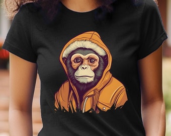 Scimmia camicia cappuccino scimmia t-shirt cappuccino proprietario regalo hipster cappuccino scimmia grafico Tee scimmia amante regalo amante degli animali scimmia in un cappuccio