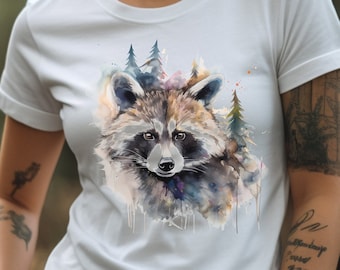 Racoon Shirt Watercolor Racoon T-Shirt Nature Lover Gift Racoon Lover Gift Cool Graphic Tee