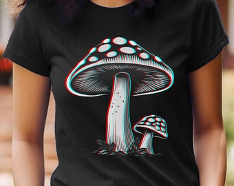 Trippy 3D Mushroom Shirt Psychedelic 3D T-Shirt Mushroom Shirt Acid Trippy Clothing Psychonaut Gift Trippy Gift Mushroom Gift Retro 3D