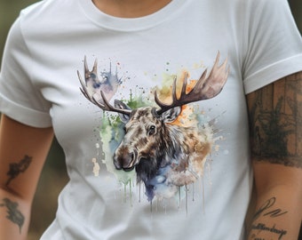 Moose Shirt Moose In The Forest Graphic T-Shirt Nature Lover Gift Animal Lover Moose TShirt