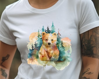 Bear Cub Shirt Cute Bear Cub T-Shirt Bear Cub In The Forest Graphic Tee Animal Lover Gift Nature Lover Gift