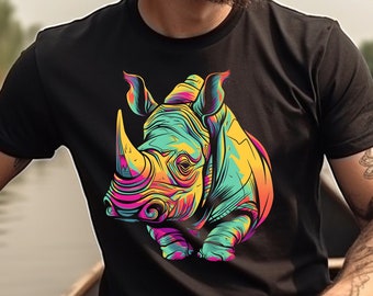 Rhino Shirt Rhinoceros T-Shirt Funky Colorful Rhino TShirt Rhino Gift Rhinoceros Lover Gift Animal Lover Gift
