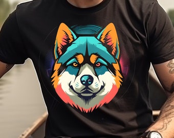 Akita Shirt Akita Dog T-Shirt Gift For Akita Owner TShirt Akita Mom Akita Dad Gift 80s Colorful Animal Lover Dog Graphic Tee
