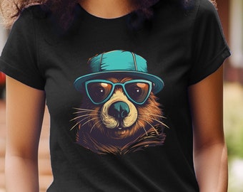 Beaver Shirt Cool Hipster Beaver T-Shirt Funny Animal Graphic Tee