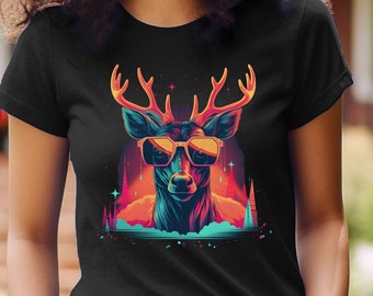 Deer Shirt 80s Retro Deer T-Shirt Funny Animal Hipster Deer TShirt Novelty Graphic Tee