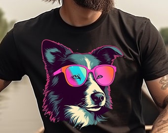 Border Collie camicia Border Collie cane t-shirt regalo per Border Collie proprietario regalo per amante dei cani amante degli animali Graphic Tee 80s Retro Design