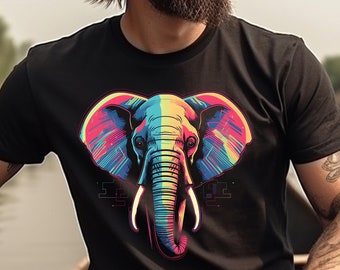 Elephant Shirt Colorful Cyberpunk Elephant T-Shirt Elephant Lover Gift TShirt for Elephant Lover Birthday Gift Animal Lover Shirt