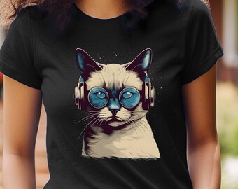 シャム猫シャツ クール ヒップスター シャム猫 Tシャツ シャム猫の飼い主へのギフト シャム猫ママ シャム猫パパ 猫Tシャツ 猫好きへのギフト