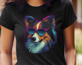 Maglietta grafica retrò anni '80 con Shetland Sheepdog - Regalo per mamma/papà Sheltie
