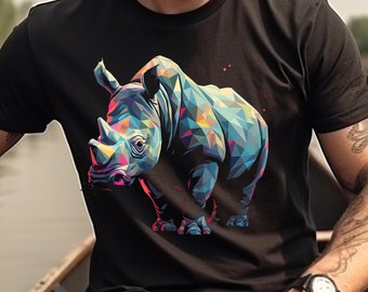Rhinoceros Shirt Rhino T-Shirt Polygon Animal Colorful Rhinoceros TShirt Rhino Lover Gift Animal Lover