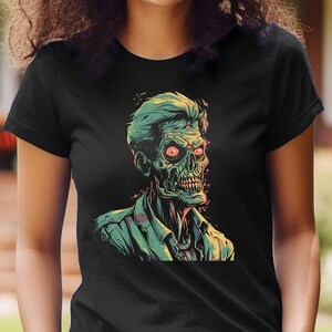 Zombie Shirt Scary Retro Living Dead T-Shirt Monster Halloween Graphic Tee