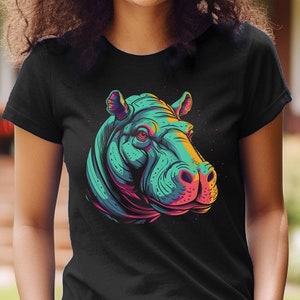 Hippopotamus Shirt Colorful Animal Hippo T-Shirt Hippopotamus Hippo Graphic Tee